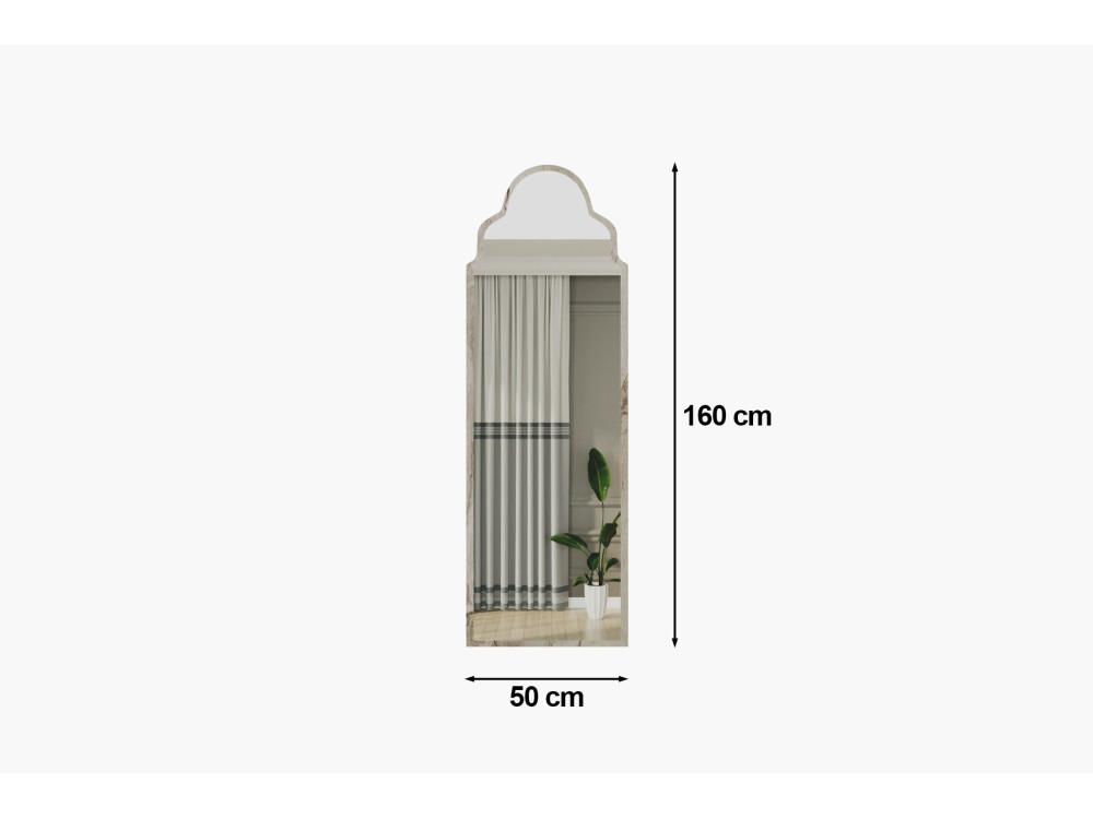 Sahmaran" wooden mirror - 50 x 160 cm - Beige