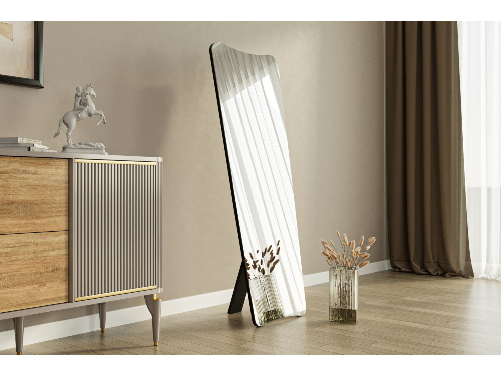 Vitros" wooden mirror - 55 x 150 cm - Black