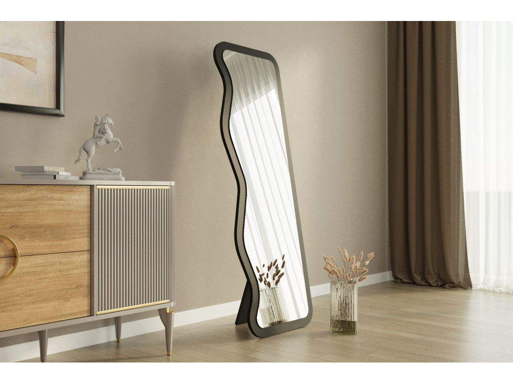 Asel" wooden mirror - 50 x 160 cm - Black