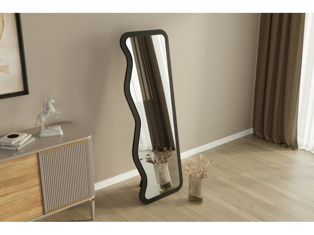 Asel" wooden mirror - 50 x 160 cm - Black