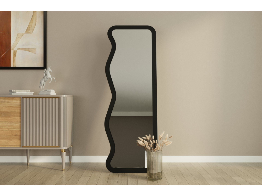 Asel" wooden mirror - 50 x 160 cm - Black