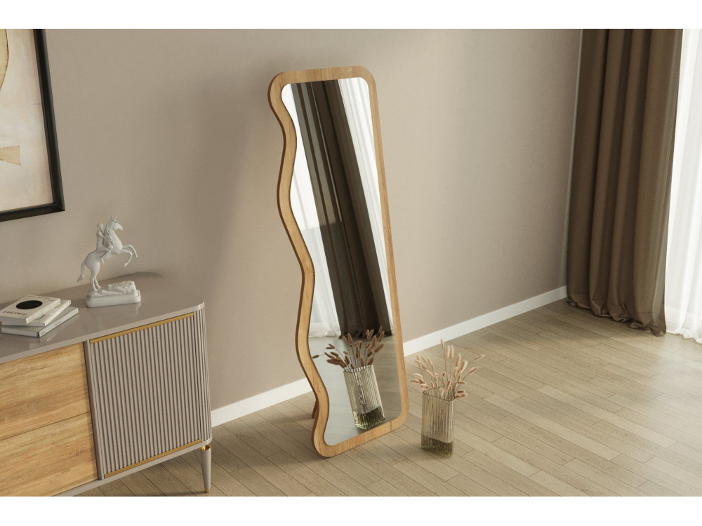 Asel" wooden mirror - 50 x 160 cm - Beige
