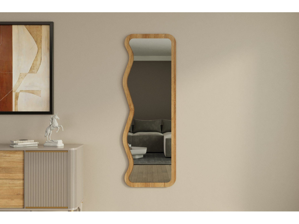 Asel" wooden mirror - 50 x 160 cm - Beige