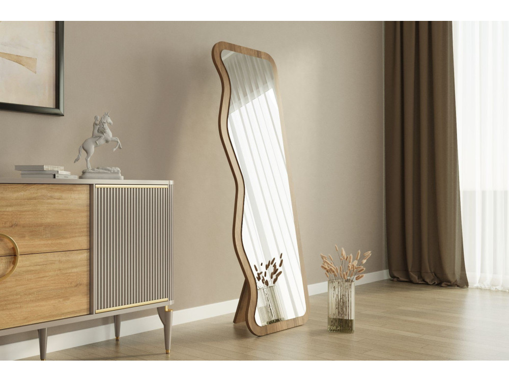 Asel" wooden mirror - 50 x 160 cm - Brown
