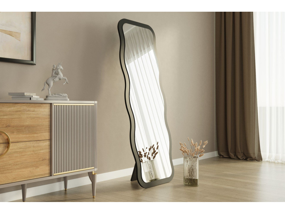 Aror" wooden mirror 50 x 2.2 x 160 cm - Black