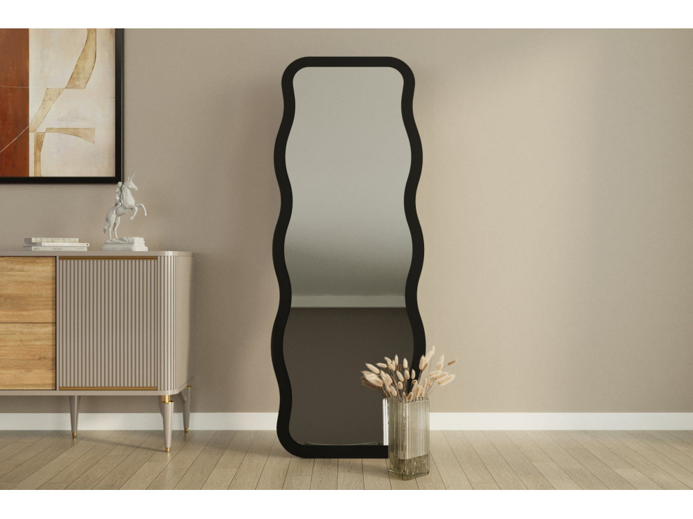 Aror" wooden mirror 50 x 2.2 x 160 cm - Black