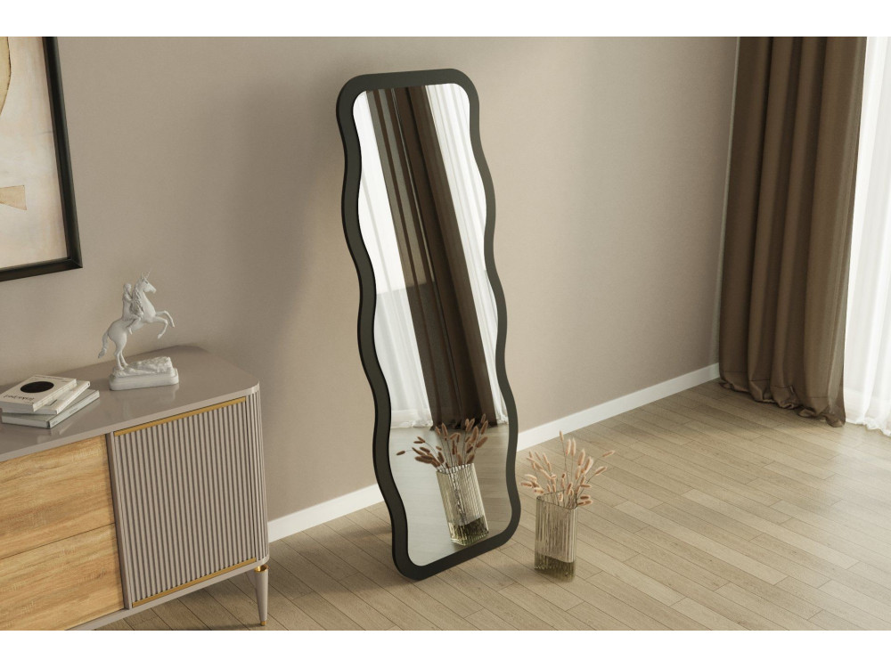 Aror" wooden mirror 50 x 2.2 x 160 cm - Black