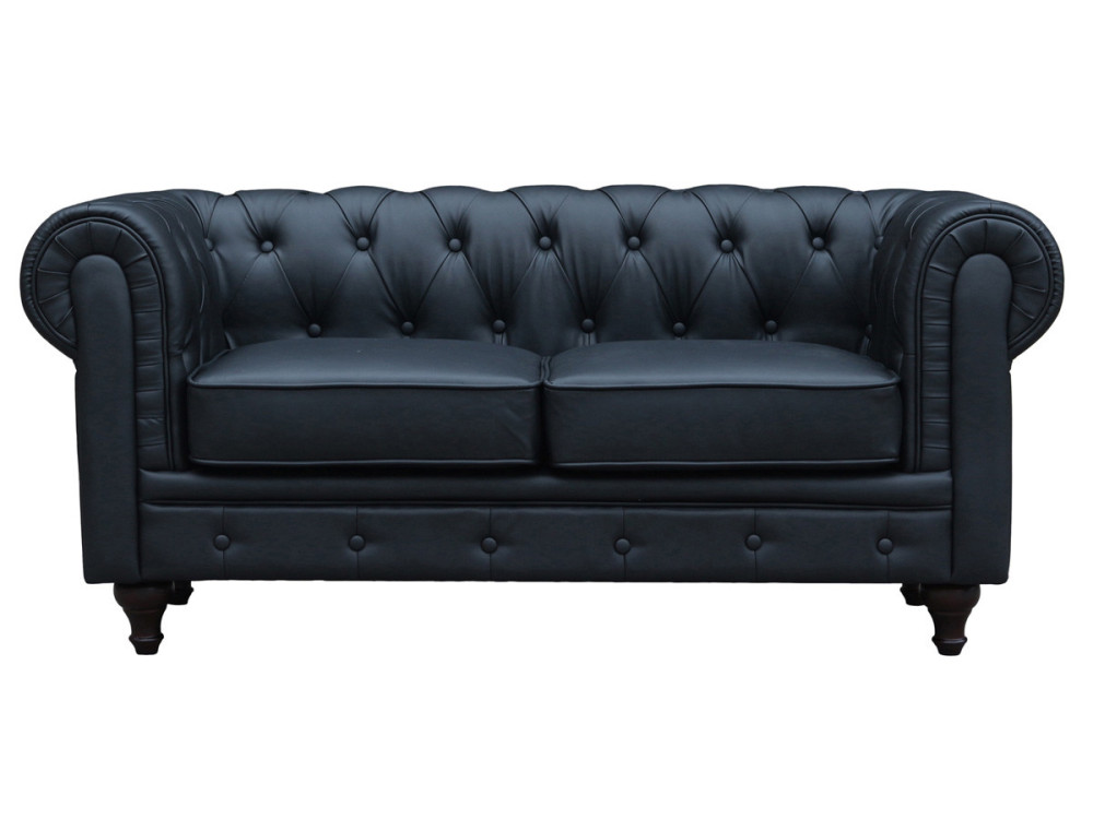 Sofa right fixed Chesterfield "Aliza"  2 seater-  Black