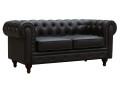 Sofa right fixed Chesterfield "Aliza"  2 seater- White - Brown