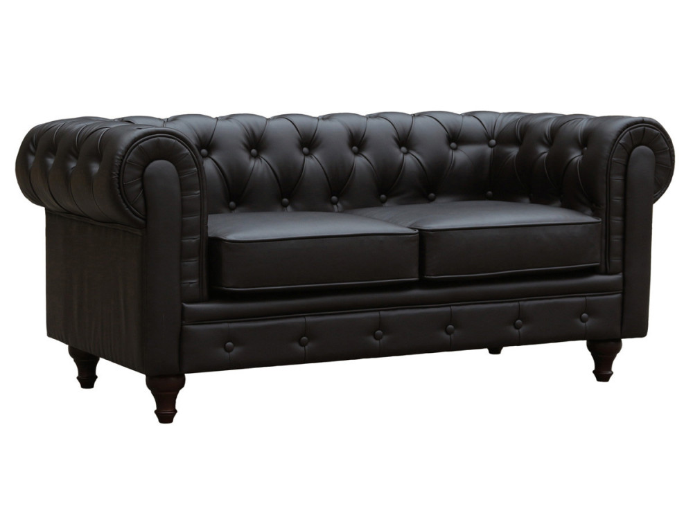 Sofa right fixed Chesterfield "Aliza"  2 seater-  Brown