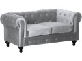 Sofa right fixed Chesterfield "Aliza"  2 seater- White - Velvet Grey