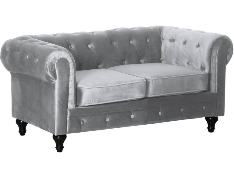 Sofa right fixed Chesterfield "Aliza"  2 seater- grey