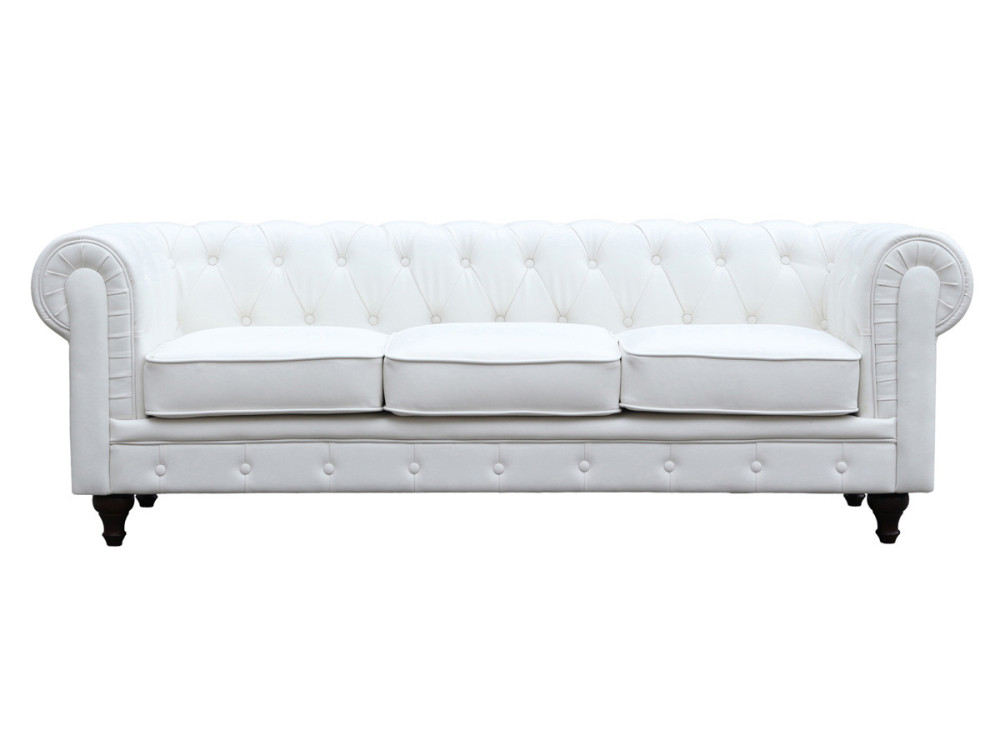 Sofa right fixed Chesterfield "Aliza"  - 3 seater - White