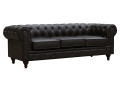 Sofa right fixed Chesterfield "Aliza"  - 3 seater - Black - Brown