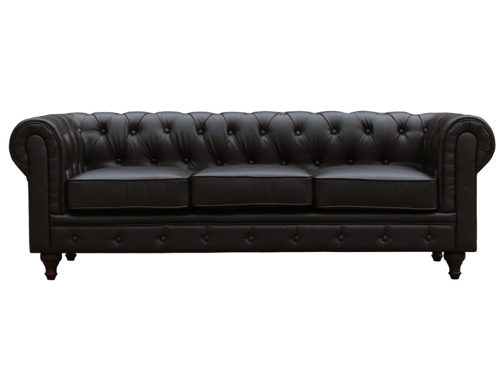 Sofa right fixed Chesterfield "Aliza"  - 3 seater - Brown