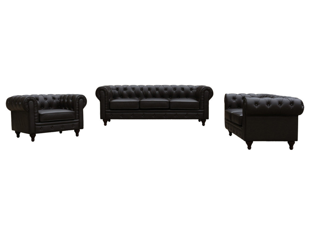 Sofa right fixed Chesterfield "Aliza"  - 3 seater - Brown