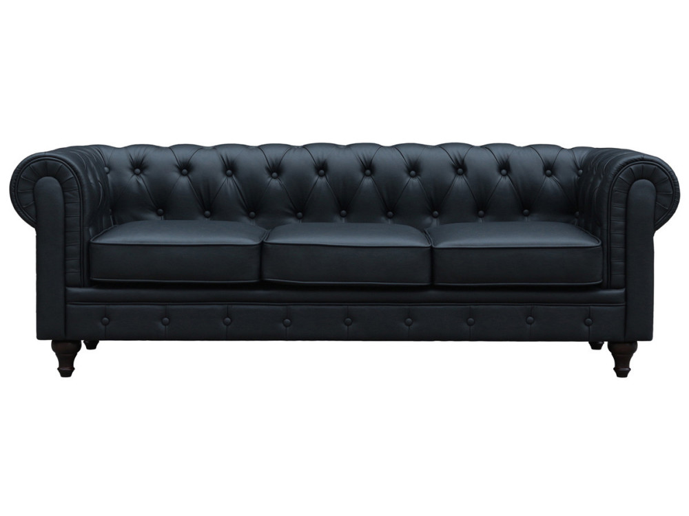 Sofa right fixed Chesterfield "Aliza"  - 3 seater - Black