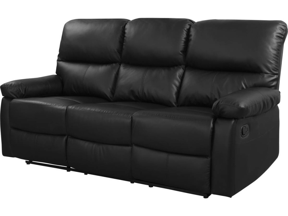 LINCOLN RECLINER SOFA -  3-SEATER - BLACK