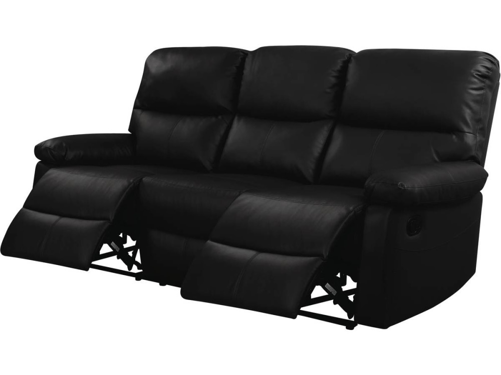 LINCOLN RECLINER SOFA -  3-SEATER - BLACK