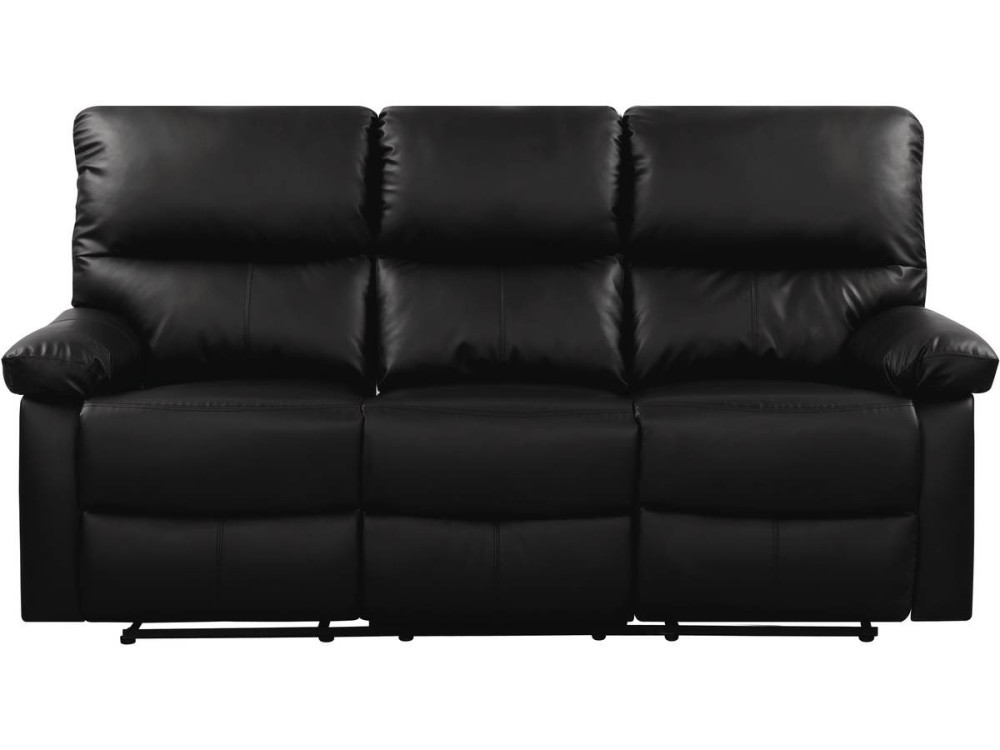 LINCOLN RECLINER SOFA -  3-SEATER - BLACK