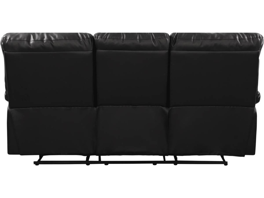 LINCOLN RECLINER SOFA -  3-SEATER - BLACK