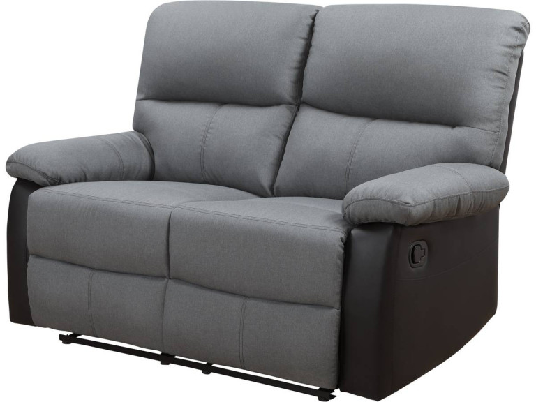 Reclining 2 - seater sofa "Lincoln" - Black / Dark Grey