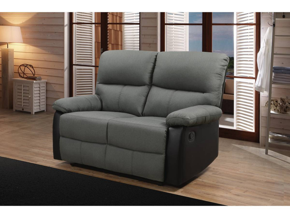 Reclining 2 - seater sofa "Lincoln" - Black / Dark Grey