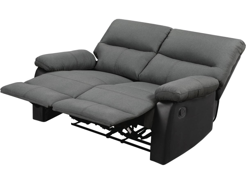 Reclining 2 - seater sofa "Lincoln" - Black / Dark Grey