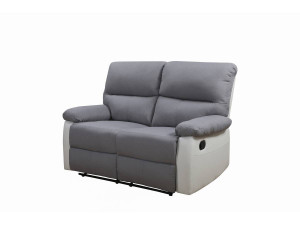 LINCOLN RECLINER SOFA -  2-SEATER - WHITE/LIGHT GREY