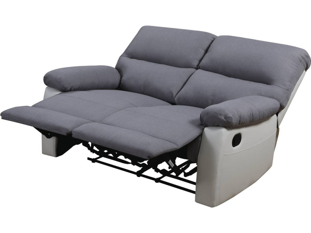 LINCOLN RECLINER SOFA -  2-SEATER - WHITE/LIGHT GREY