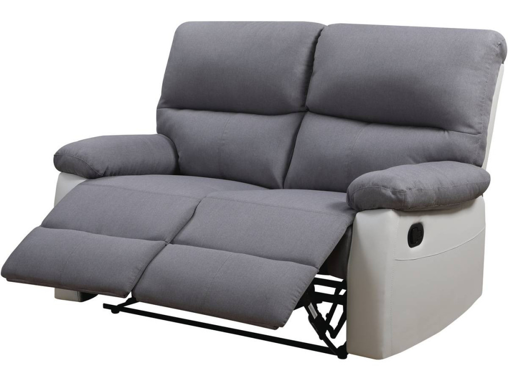 LINCOLN RECLINER SOFA -  2-SEATER - WHITE/LIGHT GREY