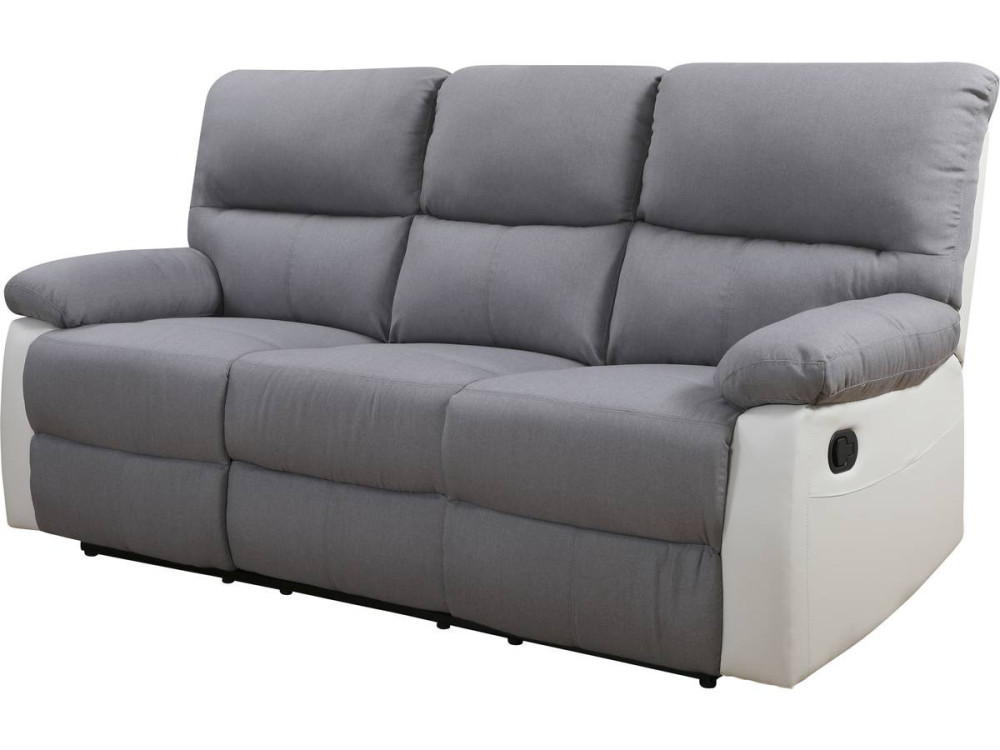 LINCOLN RECLINER SOFA -  3-SEATER - WHITE/LIGHT GREY