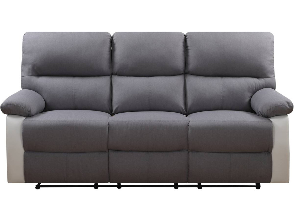LINCOLN RECLINER SOFA -  3-SEATER - WHITE/LIGHT GREY