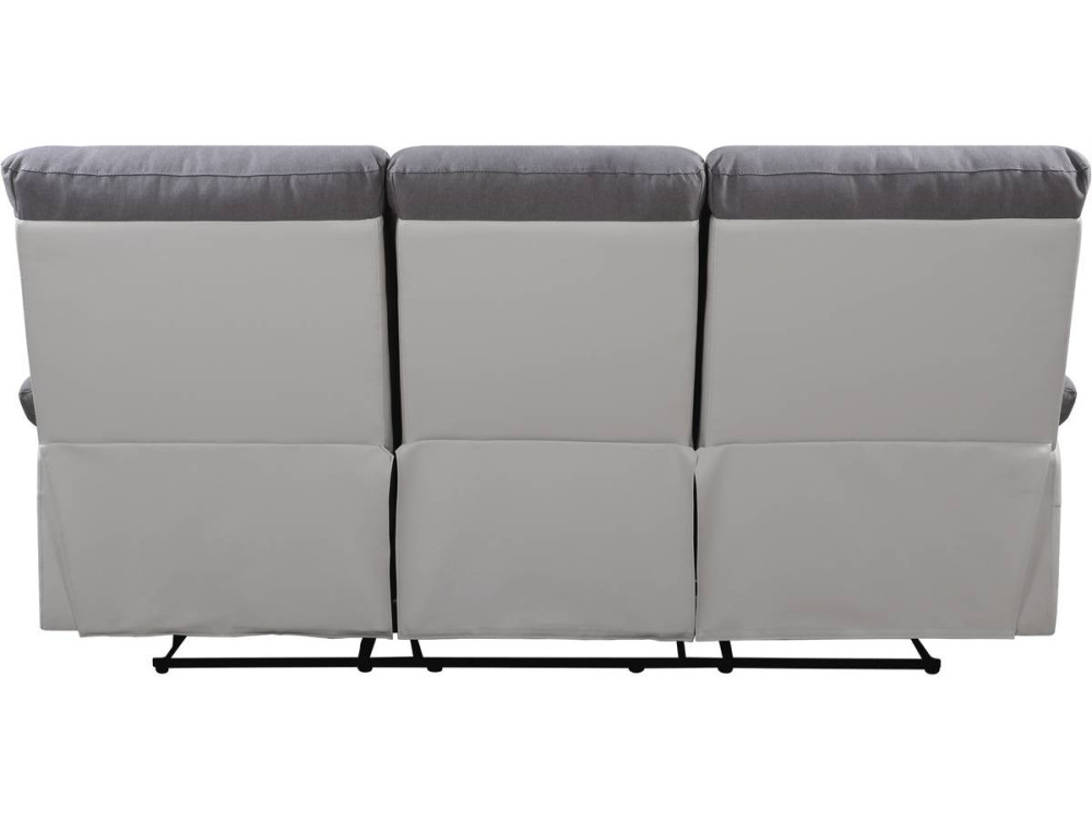 LINCOLN RECLINER SOFA -  3-SEATER - WHITE/LIGHT GREY