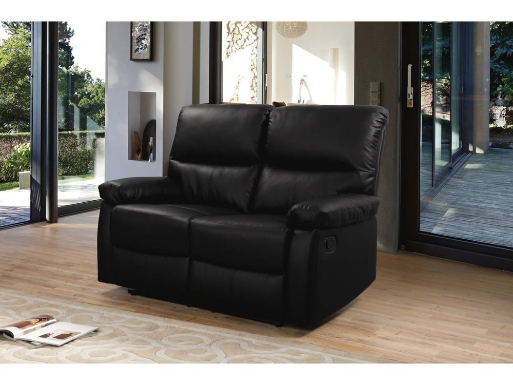 LINCOLN RECLINER SOFA -  2-SEATER - BLACK
