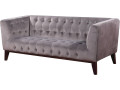 Velvet fixed sofa "Vanessa" - Light grey - Grey
