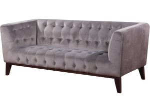 Velvet fixed sofa "Vanessa" - Light grey