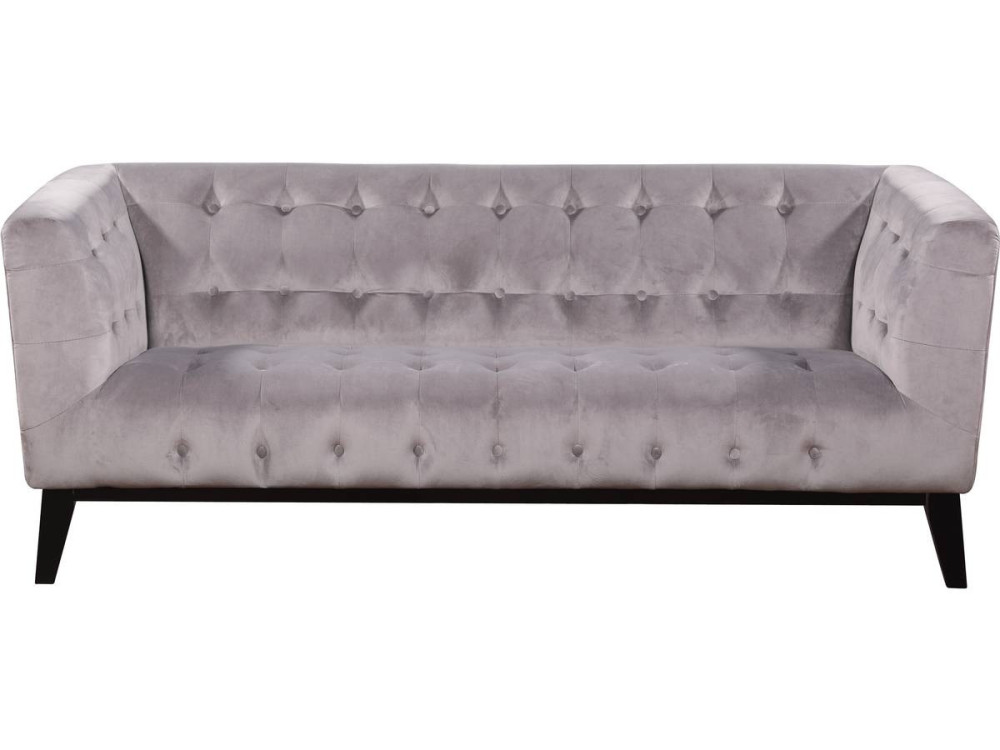 Velvet fixed sofa "Vanessa" - Light grey