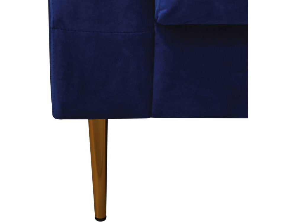 Fixed velvet sofa "Bruce" - 196 x 76 x 82 cm - 3 seater - Dark blue