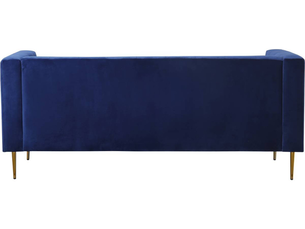 Fixed velvet sofa "Bruce" - 196 x 76 x 82 cm - 3 seater - Dark blue