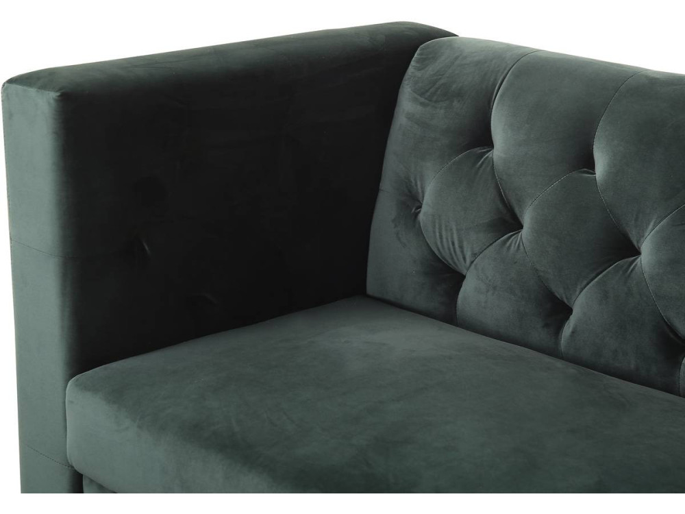 Fixed velvet sofa "Bruce" - 196 x 76 x 82 cm - 3 seater - Dark green