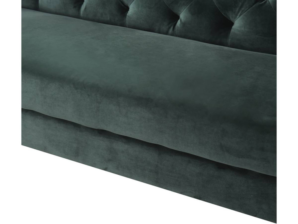 Fixed velvet sofa "Bruce" - 196 x 76 x 82 cm - 3 seater - Dark green