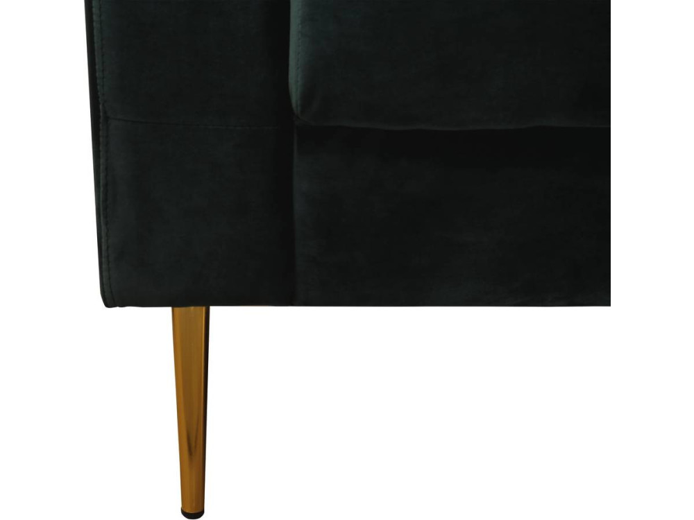 Fixed velvet sofa "Bruce" - 196 x 76 x 82 cm - 3 seater - Dark green