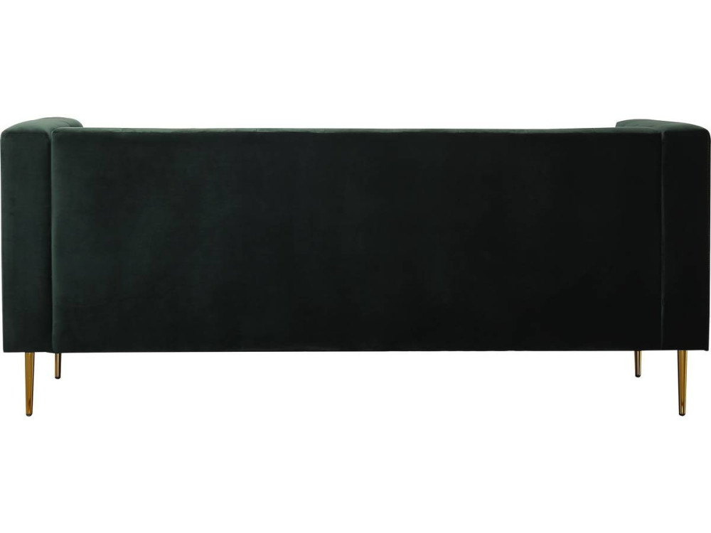 Fixed velvet sofa "Bruce" - 196 x 76 x 82 cm - 3 seater - Dark green