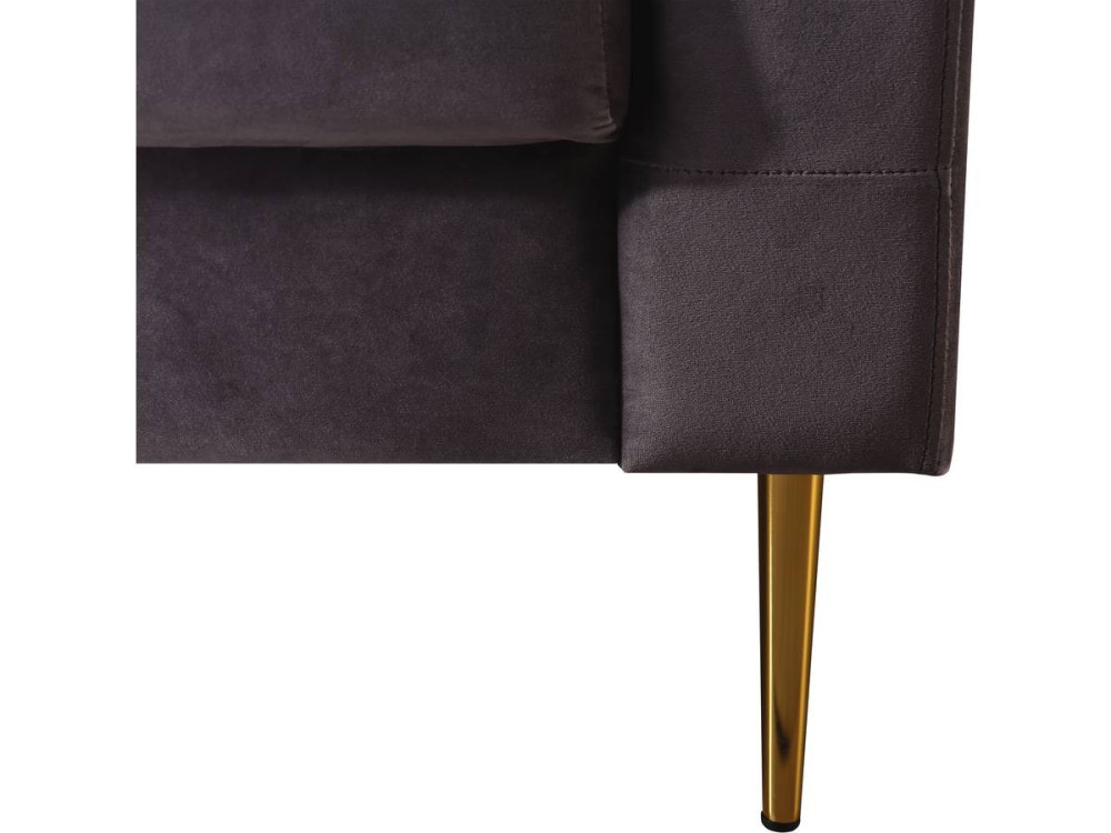 Fixed velvet sofa "Bruce" - 196 x 76 x 82 cm - 3 seater - Grey