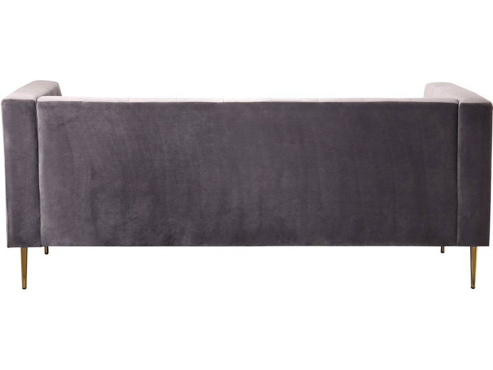 Fixed velvet sofa "Bruce" - 196 x 76 x 82 cm - 3 seater - Grey