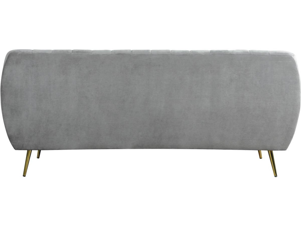 Fixed velvet sofa "Evans" - 195 x 84 x 82 cm - 3 seater - Grey