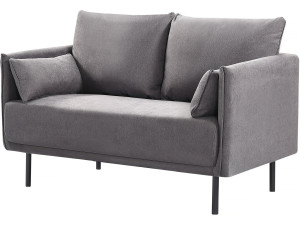 Rudy" fabric sofa - 132 x 78 x 88 cm - 2 seater - Dark grey