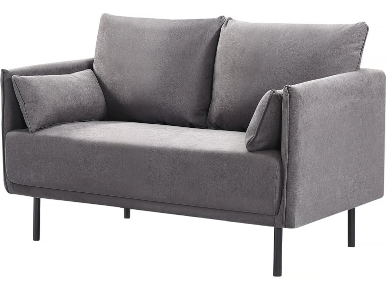 Rudy" fabric sofa - 132 x 78 x 88 cm - 2 seater - Dark grey