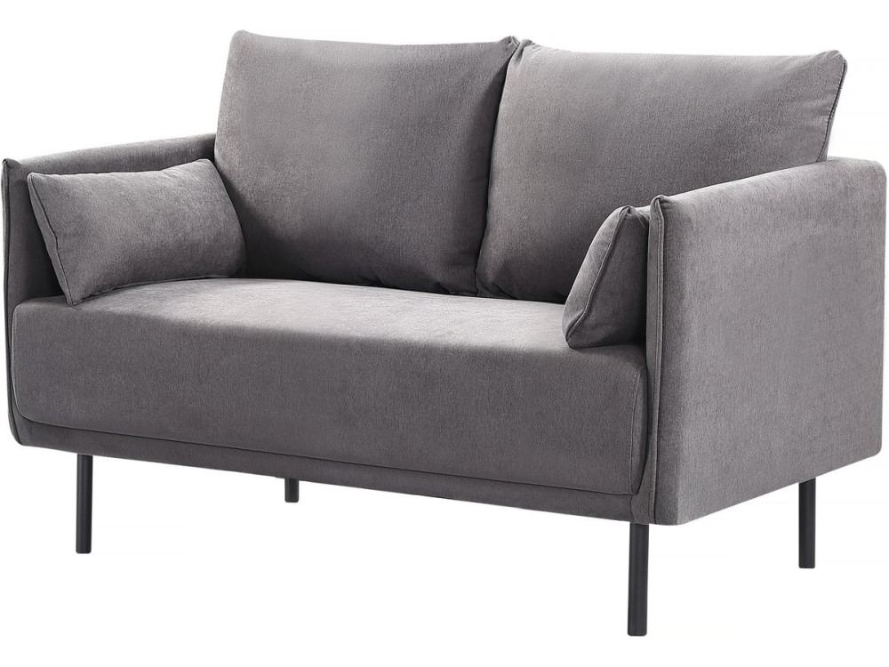 Rudy" fabric sofa - 132 x 78 x 88 cm - 2 seater - Dark grey